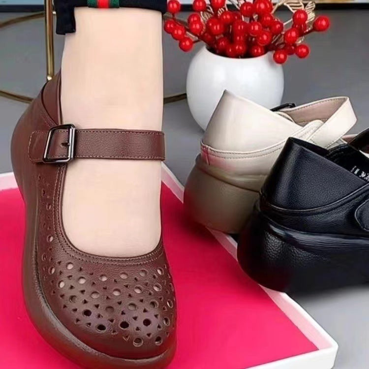 2025 nuevos zapatos de cuero con agujeros huecos (sandalias)