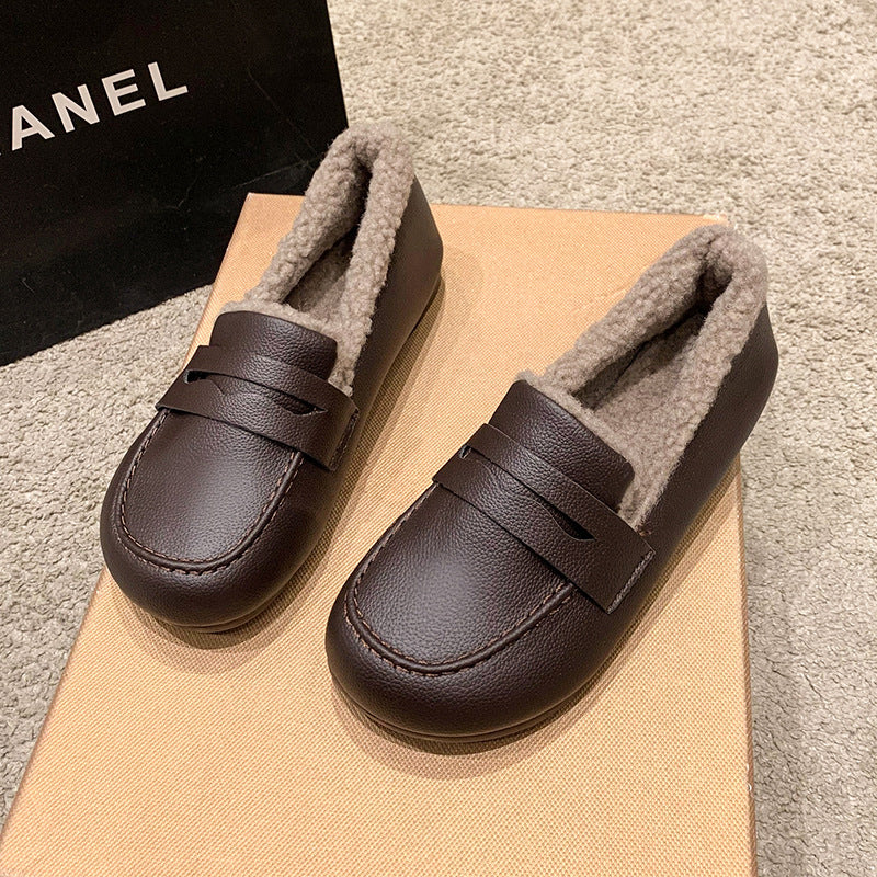Mocasines de invierno para mujer (material de lana)