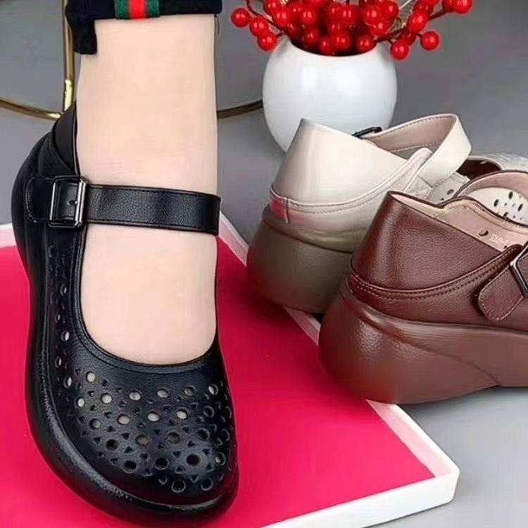 2025 nuevos zapatos de cuero con agujeros huecos (sandalias)