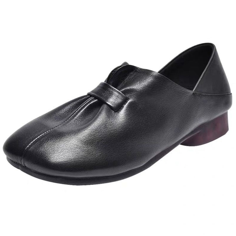 Zapatos retro de piel con punta cuadrada