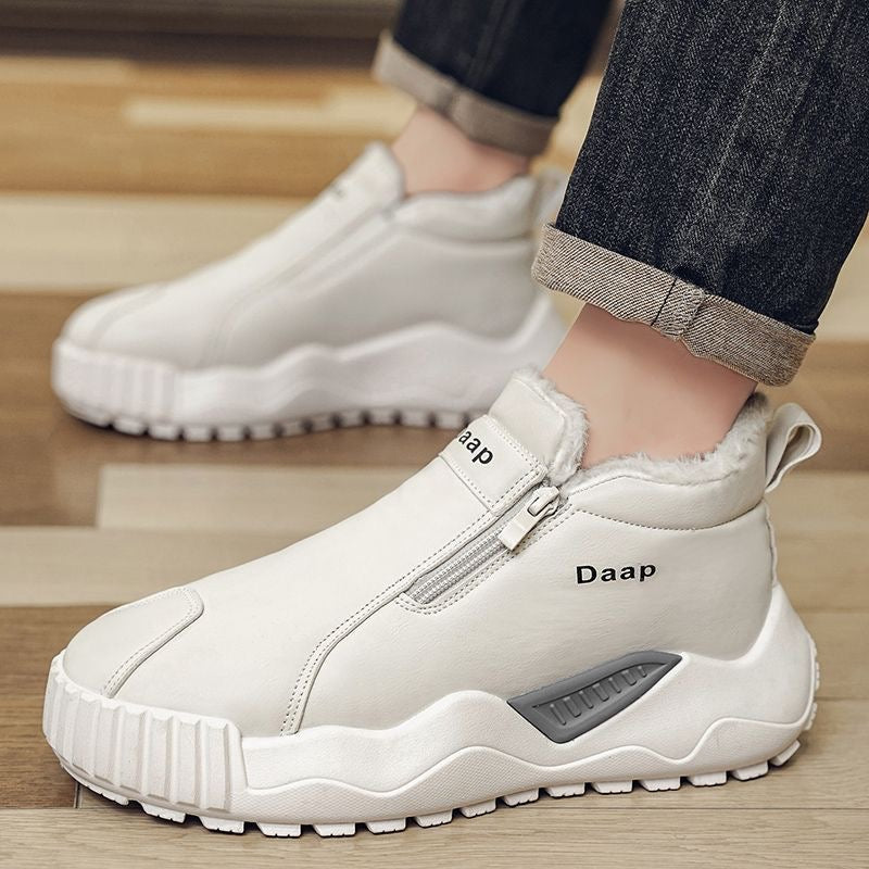 Zapatos casuales de piel para hombre con forro polar