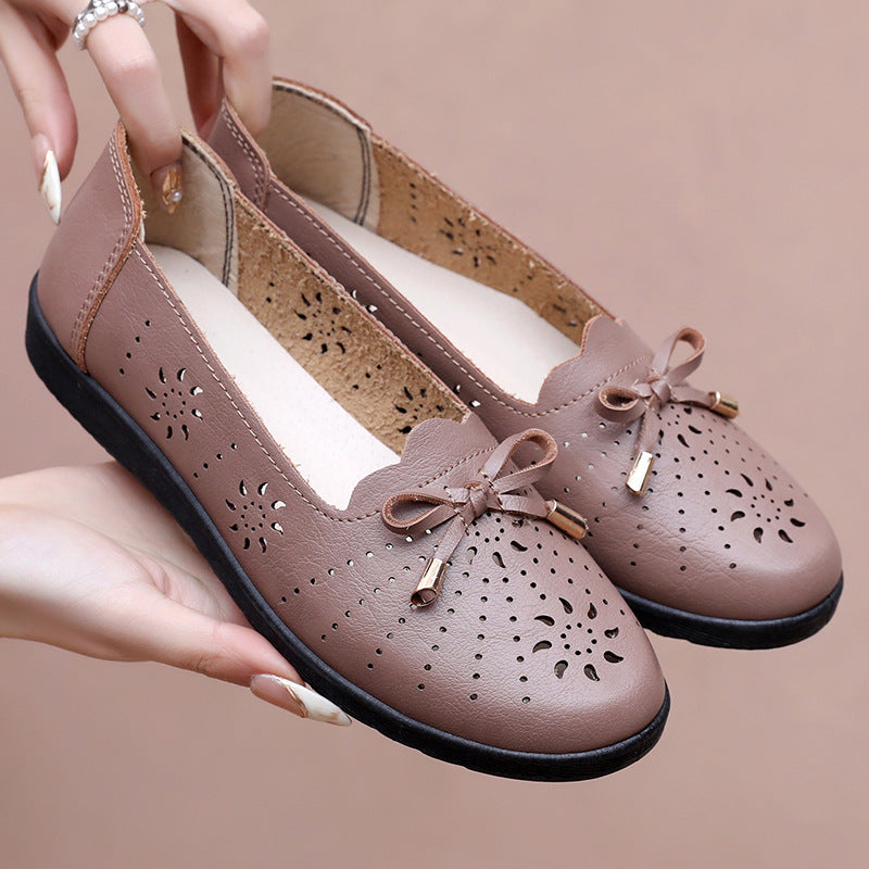 Zapatos de verano cómodos de piel con suela blanda