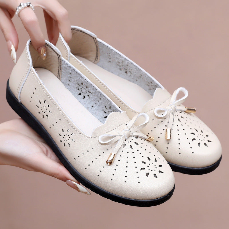 Zapatos de verano cómodos de piel con suela blanda