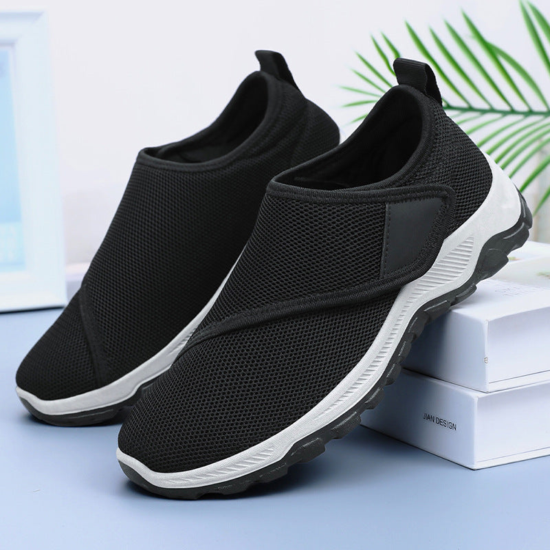 Zapatos masculinos nueva superficie de la red en primavera zapatos casuales transpirables convenientes pegatinas mágicas zapatos para ancianos