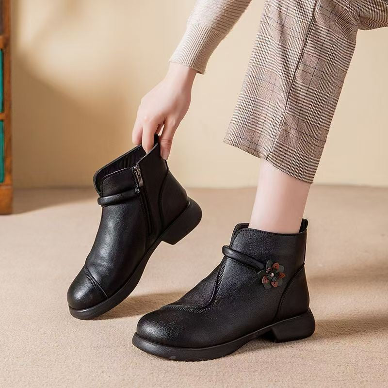 Botines retro florales de suela blanda