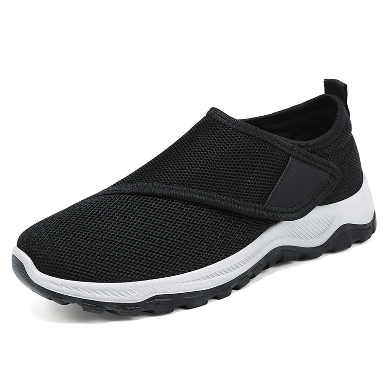 Zapatos masculinos nueva superficie de la red en primavera zapatos casuales transpirables convenientes pegatinas mágicas zapatos para ancianos