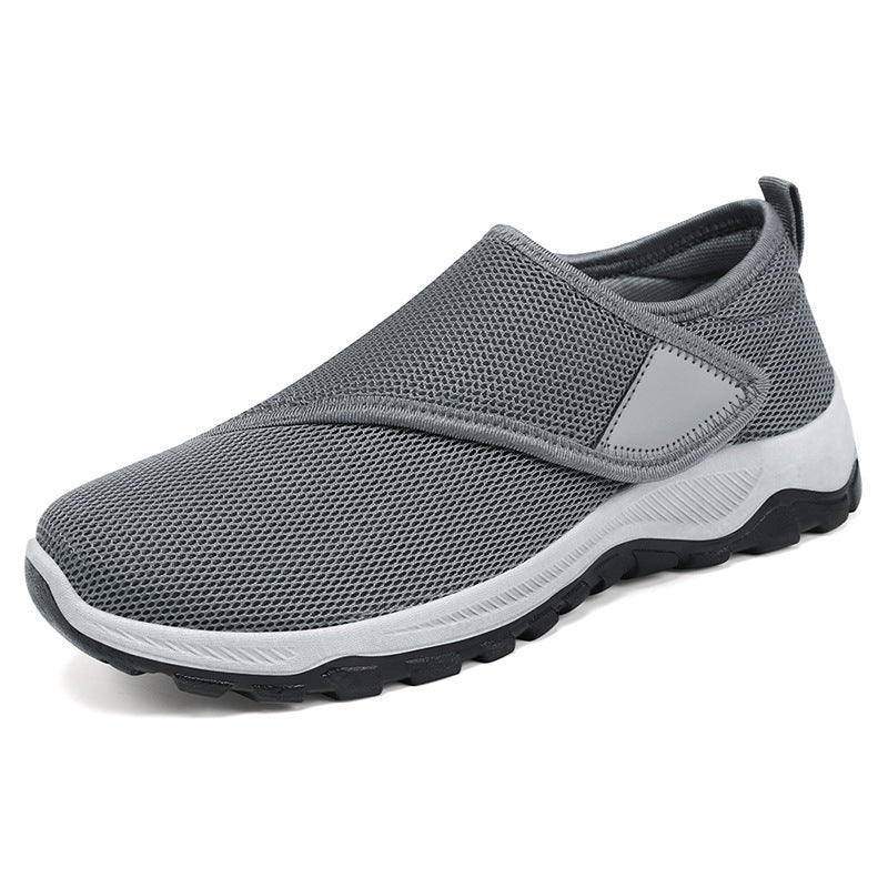 Zapatos masculinos nueva superficie de la red en primavera zapatos casuales transpirables convenientes pegatinas mágicas zapatos para ancianos