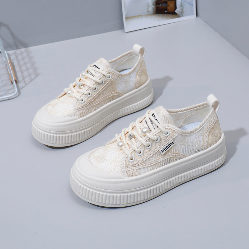 2025 nuevos zapatos blancos transpirables rojos de Internet de verano