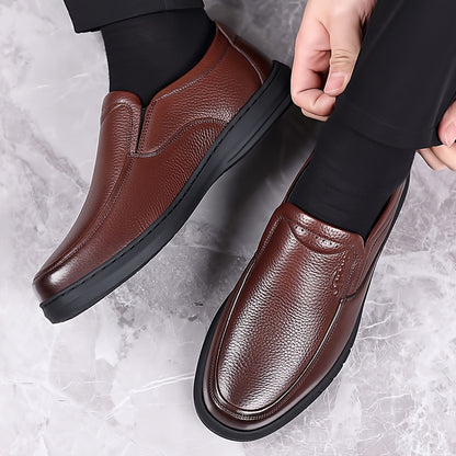 Zapatos mocasines de cuero informales para hombres de mediana edad y mayores