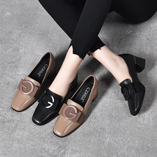 [Cuero genuino]Zapatos correctivos de tacón bajo