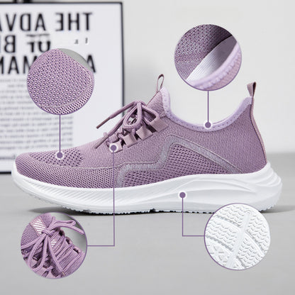 Zapatos para caminar para mujer, zapatillas deportivas antideslizantes transpirables con cordones