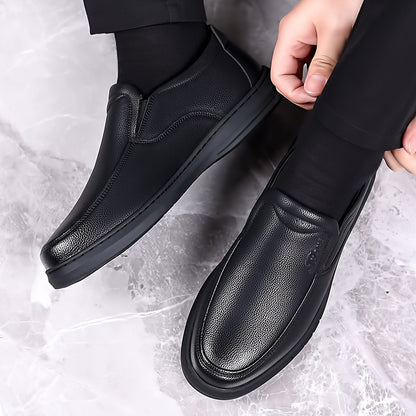 Zapatos mocasines de cuero informales para hombres de mediana edad y mayores