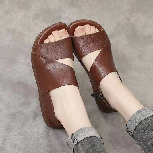 Sandalias planas de verano con cremallera lateral