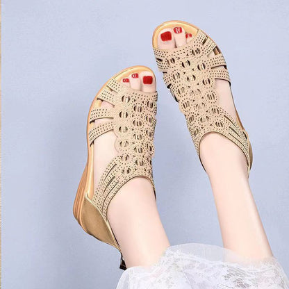 Sandalias de madre con suela gruesa y forma de boca de pez
