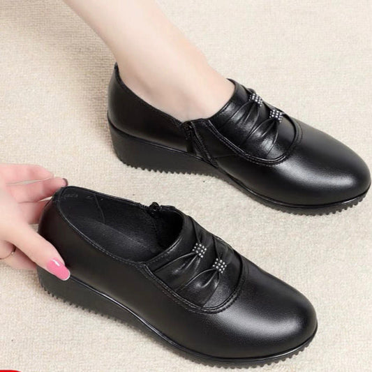 Zapatos de suela blanda de cuero genuino para mediana edad