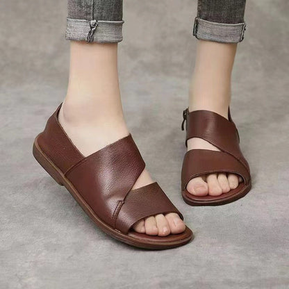 Sandalias planas de verano con cremallera lateral