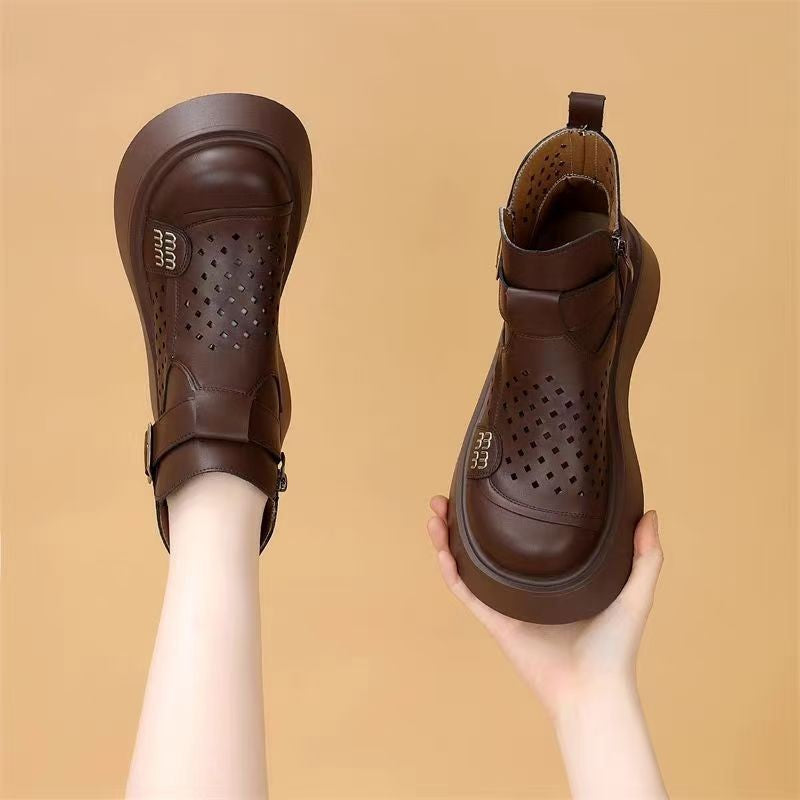 Sandalias huecas de suela gruesa nuevas 2025