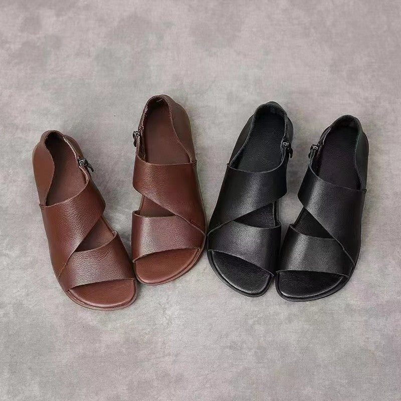 Sandalias planas de verano con cremallera lateral