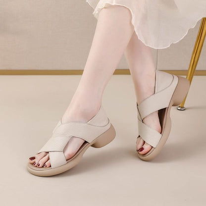 Sandalias de suela blanda de piel para mujer