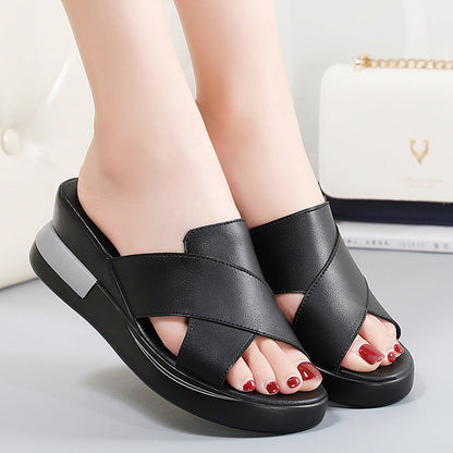 Sandalias de plataforma de piel