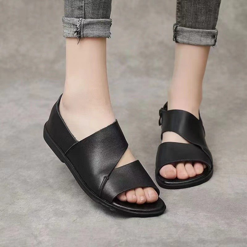 Sandalias planas de verano con cremallera lateral