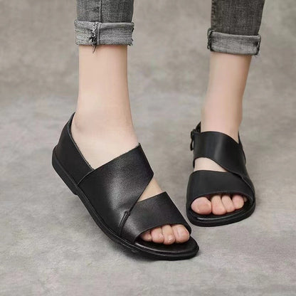 Sandalias planas de verano con cremallera lateral
