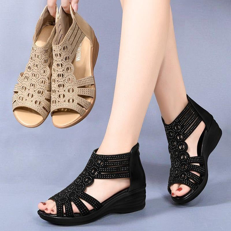 Sandalias de madre con suela gruesa y forma de boca de pez