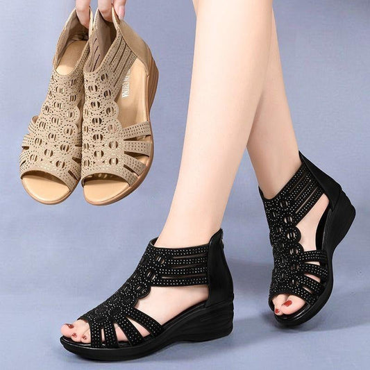 Sandalias de madre con suela gruesa y forma de boca de pez