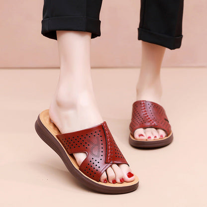 Zapatillas de madre de piel de vaca
