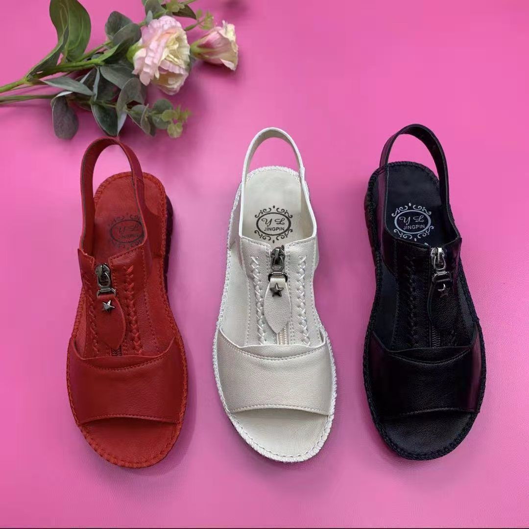 Sandalias casuales de piel auténtica