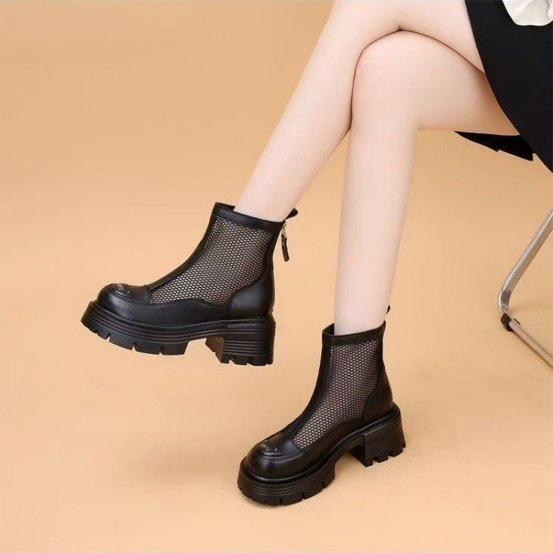 Botas Martin de malla de charol con suela gruesa