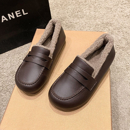 Mocasines de invierno para mujer (material de lana)