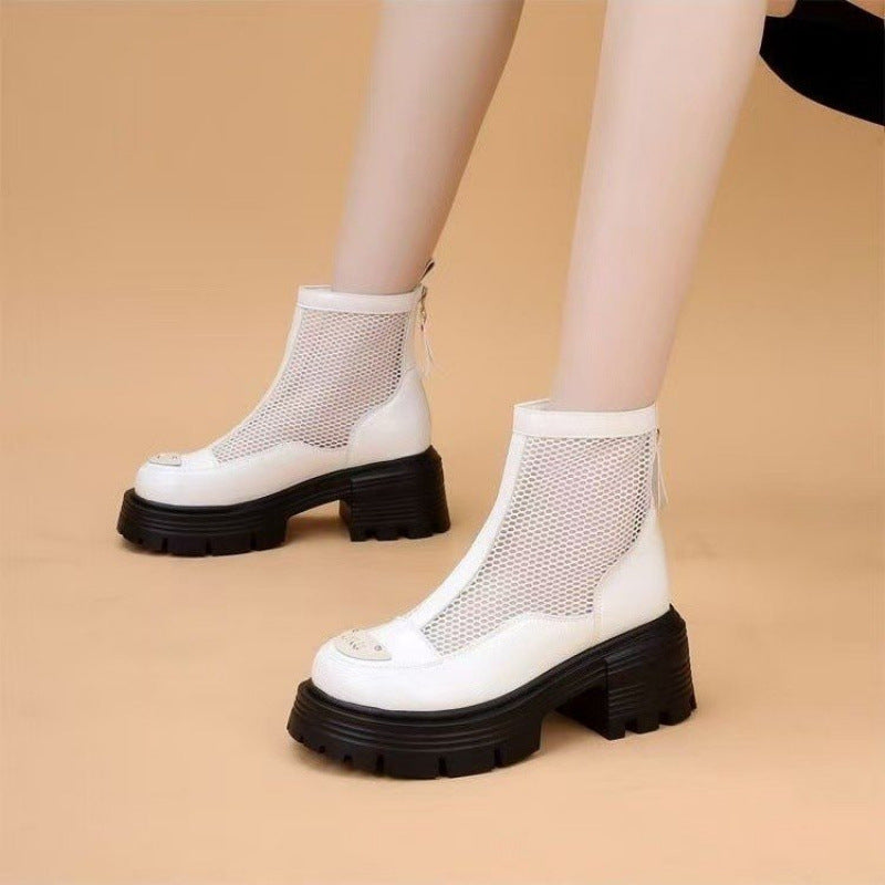 Botas Martin de malla de charol con suela gruesa