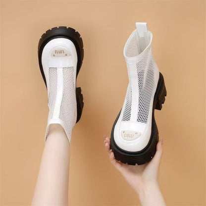 Botas Martin de malla de charol con suela gruesa