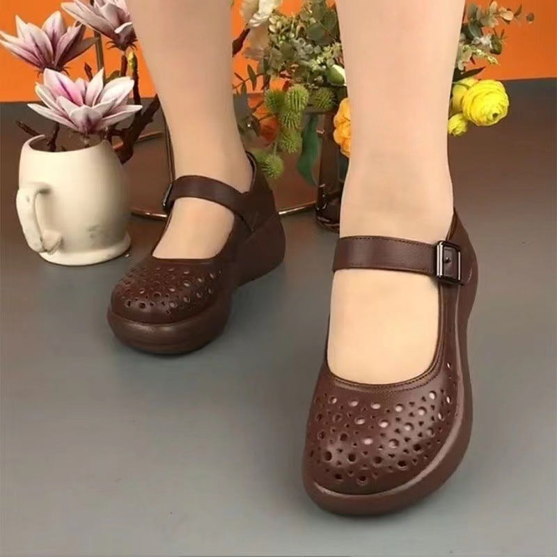 2025 nuevos zapatos de cuero con agujeros huecos (sandalias)