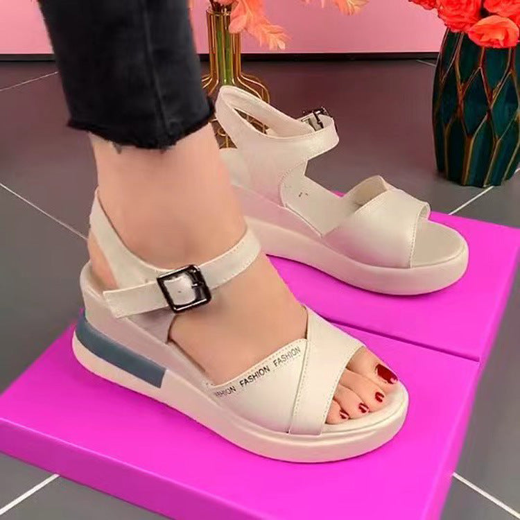 Sandalias de mujer con punta abierta y suela gruesa