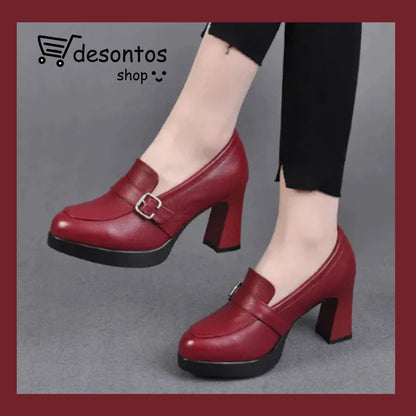 Zapatos de piel versátiles con tacón