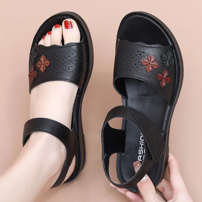 Sandalias planas de verano de piel antideslizantes