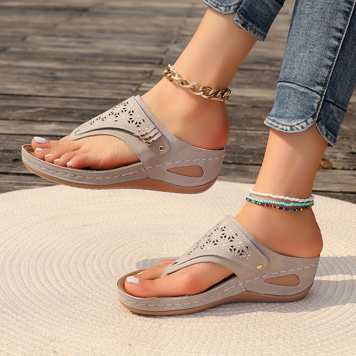 Sandalias de plataforma de color liso para mujer