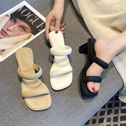 Chanclas de verano de tacón medio para mujer