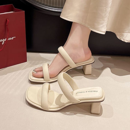 Chanclas de verano de tacón medio para mujer
