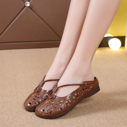 Sandalias cerradas planas estilo vintage para mujer26623