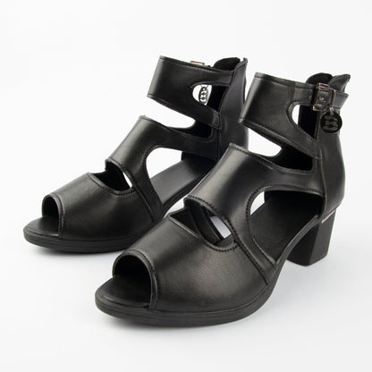 Sandalias romanas de piel suave con boca de pez