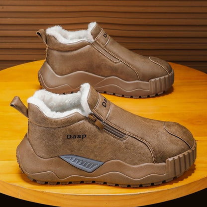 Zapatos casuales de piel para hombre con forro polar