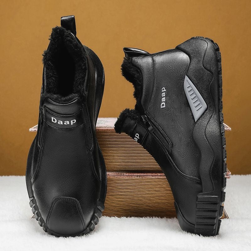 Zapatos casuales de piel para hombre con forro polar
