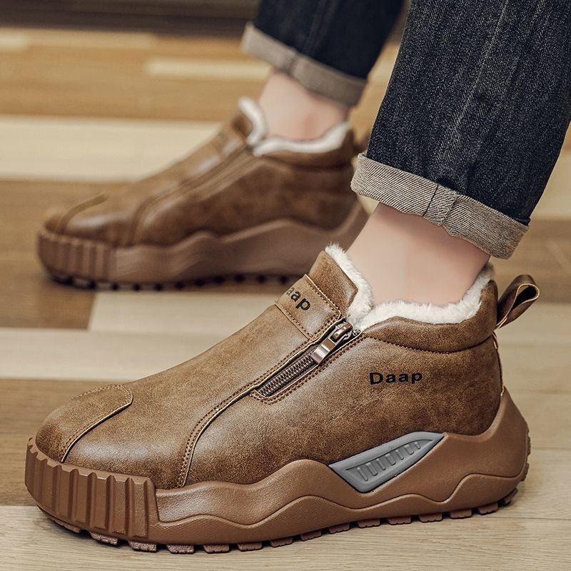 Zapatos casuales de piel para hombre con forro polar