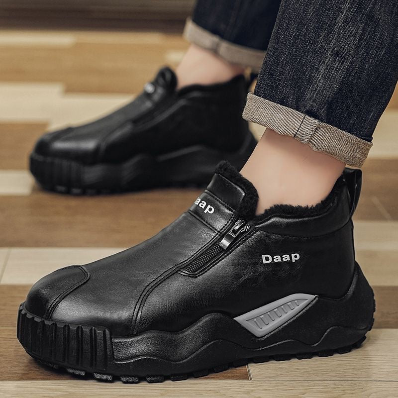 Zapatos casuales de piel para hombre con forro polar