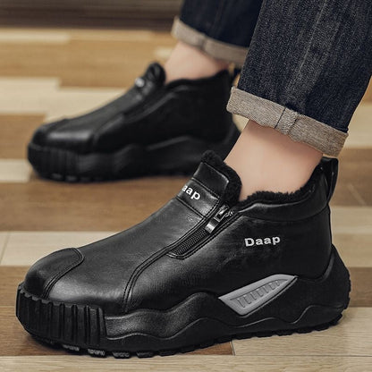 Zapatos casuales de piel para hombre con forro polar