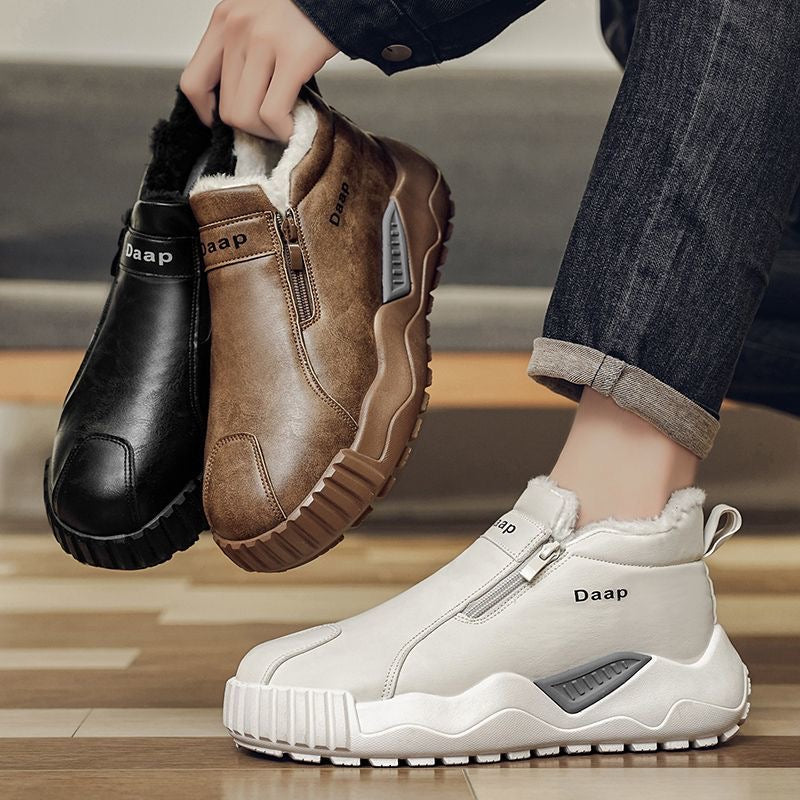 Zapatos casuales de piel para hombre con forro polar