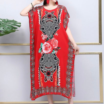 Vestido drapeado estampado